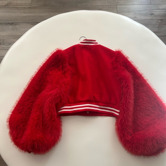 AKIRA Scarlet Faux Fur Varsity Jacket - Picture 3 of 3